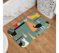 Zerbino di benvenuto con gatti arte moderna della metà del secolo, tappetino antiscivolo assorbente tappetino da bagno morbido lavabile tappeto moderno per cucina camera da letto bagno arredamento