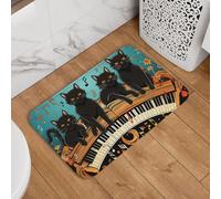 Zerbino di benvenuto con gatti sdraiati sul pianoforte, antiscivolo, assorbente, morbido, lavabile, moderno, per cucina, camera da letto, bagno, decorazione 40,6 x 61 cm