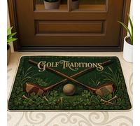 Zerbino di benvenuto con mazze da golf, classico sport, trifoglio, verde, lavabile, a basso profilo, decorazione per la casa, per ingresso, portico esterno, balcone, 73 x 43 cm