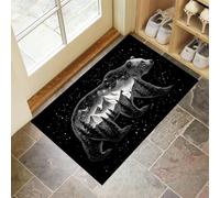 Zerbino Di Benvenuto Con Montagne Foreste Sagoma Di Orso, Per Pavimento, Antiscivolo, Zerbino Ingresso Minimalista Moderno Decorativo per Porta D'ingresso, Veranda, Casa, Bagno, Cucina, 40 x 60 cm