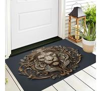 Zerbino Di Benvenuto Con Testa Di Leone Dorato, Per Pavimento, Antiscivolo, Zerbino Ingresso Rilievi Tridimensionali Decorativo per Porta D'ingresso, Veranda, Casa, Bagno, Cucina, 50 x 80 cm