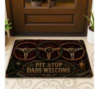 Zerbino di benvenuto con volante, industriale, vintage, Pit Stop Welcome Nessuno, marrone, lavabile, a basso profilo, per pavimento per casa, ufficio, esterno, interno, ingresso, decorazione, 73 x 43