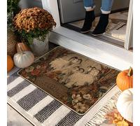 Zerbino di benvenuto, design rustico con pecore marroni per l'autunno, decorazione per interni ed esterni, in gomma, impermeabile, antiscivolo, anti-polvere, facile da pulire, 73 x 43 cm