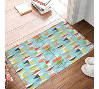 Zerbino di benvenuto divertente con motivo geometrico e linee atomiche vintage e moderne di metà secolo, per ingresso, tappetini da interno per la decorazione della casa, tappetino da cucina con retro