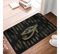 Zerbino di benvenuto divertente con occhi egiziani dorati e geroglifici del dio dell'Egitto per l'ingresso, tappetini da pavimento per interni, per la decorazione della casa, tappetino da cucina con r