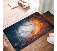 Zerbino di benvenuto divertente con palla da baseball incandescente per ingresso, tappetini da pavimento per interni, decorazione per la casa, tappetino da cucina con retro in gomma antiscivolo
