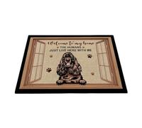 Zerbino di Benvenuto Divertenti Tappeto Ingresso Casa Antiscivolo Tappeto Asciugapassi per Giardino Balcone 40X60Cm Benvenuti A Casa Nostra - Gli Humnas Vivono Qui con Me Cocker Spaniel Dog