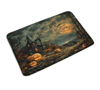Zerbino Di Benvenuto Halloween Castle Moon Pumpkin Gothic Bat Night Tree Horror Scary Tree, Multiuso Tappetino Porta Facile Da Pulire Tappeto Da Cucina 40X60Cm Per Esterno Terrazzo Interno