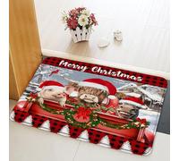 Zerbino Di Benvenuto Highland Cow Pig Donkey Christmas Red Truck Buffalo Check Plaid, Morbido Tappetini Da Bagno Resistente Tappeto Ingresso 40X60Cm Per Esterno Terrazzo Cucina