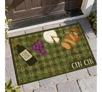 Zerbino di benvenuto per bottiglie di vino, rustico, uva di campagna, formaggio, verde, lavabile, a basso profilo, decorazione per la casa, per ingresso, portico esterno, balcone, 73 x 43 cm