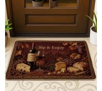 Zerbino di benvenuto per bottiglie di vino, rustico, vintage, per calici da vino, formaggio, bordeaux, lavabile, a basso profilo, decorazione per esterni, per porta d'ingresso, patio, 73 x 43 cm