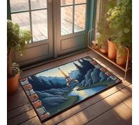 Zerbino di benvenuto per ingresso esterno, sentiero nella foresta incantata che conduce alla Torre Eiffel, zerbino per casa colonica, cucina, decorazione unica per la casa (50 x 80 cm)