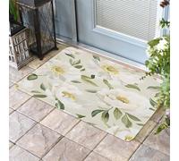 Zerbino Di Benvenuto White Florwers Pastoral Spring Flowers Leaves, Moderno Tappetino Porta Resistente Tappeto Doccia 40X60Cm Per Ingresso Interno Cucina