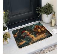 Zerbino di Natale pupazzo di neve, zerbino festivo per ingresso interno ed esterno, decorazione invernale, gomma impermeabile, antiscivolo, assorbe la polvere, facile da pulire, 73,7
