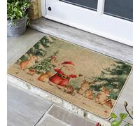 Zerbino di Natale rosso per ingresso interno ed esterno, decorazione invernale, gomma antiscivolo ecologica per porta d'ingresso di Natale, 73,6 x 43,2 cm