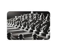 Zerbino D'Ingresso Black White Chess Battle Robusto Zerbino Polvere Tappetino Per Porta Per Bagno Ufficio Cucina 60X40Cm