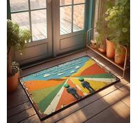 Zerbino divertente con due soldati che riflettono sui progressi tra paesaggi colorati, tappeto invernale per esterni, accessori per la camera da uomo (40 x 60 cm)