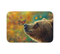 Zerbino divertente con farfalla sul naso dell'orso, antiscivolo, per interni ed esterni, per casa colonica, 40 x 60 cm