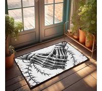 Zerbino divertente con teschi innamorati: un romanticismo gotico di ossa e vite, zerbino di benvenuto autunnale per porta d'ingresso e cantina decorativo (40 x 60 cm)
