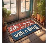 Zerbino divertente Life Is Always Mech A Dog With A Dog Zerbino Fall Welcome Mats per porta d'ingresso e cantina decorativo (65 x 90 cm)