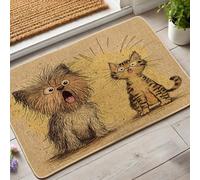 Zerbino divertente per cani e gatti dei cartoni animati, tappeto di benvenuto per la decorazione interna ed esterna, tappetino assorbente antiscivolo per porta anteriore, facile da pulire