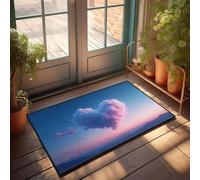 Zerbino divertente per esterni con nuvola a forma di cuore galleggia nel cielo, zerbino decorativo per portico, zerbino per esterni (65 x 90 cm)