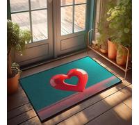 Zerbino divertente per esterni con un grande cuore rosso con un cuore più piccolo ritagliato zerbino decorazione portico zerbino esterno divertente (65 x 90 cm)