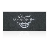 Zerbino divertente per ingresso esterno, con scritta "Welcome We're All Mad Here", resistente, a basso profilo, antiscivolo, durevole, per ingresso di casa