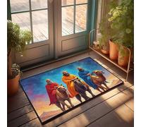 Zerbino divertente per porta d'ingresso e ufficio con scritta in inglese "Cave Man Bar Three Wise Men On Camels: A Starry Journey", 40 x 60 cm