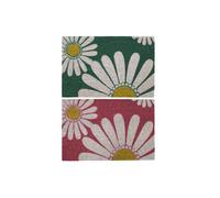 Zerbino DKD Home Decor Rosa Gomma Menta Bianco Giallo 2 Unità Fibra di cocco
