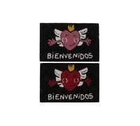 Zerbino DKD Home Decor Rosso Nero Rosa Gomma Bianco 2 Unità Fibra di cocco [6
