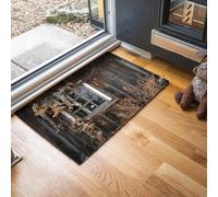 Zerbino Edifici Antichi Ingresso Interno 40 x 60 cm, Zerbino Entrata Ingresso Vecchio Muro Di Legno con Fondo Antiscivolo TPR, Lavabile In Lavatrice Tappeto Ingresso Per Casa Ufficio - Grigio Marrone