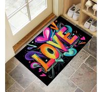 Zerbino Elementi San Valentino Ingresso Interno 40x60 cm, Zerbino Entrata Ingresso Lettere D'Amore con Fondo Antiscivolo TPR, Lavabile In Lavatrice Tappeto Ingresso Per Casa Ufficio - Multicolore