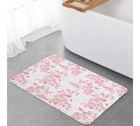 Zerbino Entrata 40X60Cm, Pink Fruit Vintage Plant Nature Botanical Flower Tappetini Morbido Tappeto Da Bagno Per Ingresso Esterno Camera