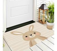 Zerbino Entrata Bianco Coniglio Striato 3D Illustrazione Animali Antiscivolo Per Ingresso Esterno E Interno Camera Da Letto Soggiorno Cucina D'Ingresso Tappetino Casa,60X90Cm