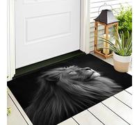 Zerbino Entrata Bianco Nero Leone Possente 3D Fotografare Gli Animali Antiscivolo Per Ingresso Esterno E Interno Camera Da Letto Soggiorno Cucina D'Ingresso Tappetino Casa,70X100Cm