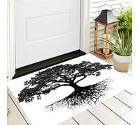 Zerbino Entrata Bianco Nero Silhouette Di Un Grande Albero 3D Piante Naturali Antiscivolo Per Ingresso Esterno E Interno Camera Da Letto Soggiorno Cucina D'Ingresso Tappetino Casa,90X150Cm