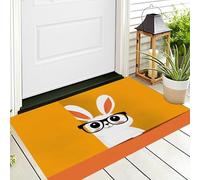 Zerbino Entrata Bianco Simpatico Coniglio Bianco 3D Animali Dei Cartoni Animati Antiscivolo Per Ingresso Esterno E Interno Camera Da Letto Soggiorno Cucina D'Ingresso Tappetino Casa,80X120Cm