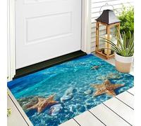 Zerbino Entrata Blu Conchiglie Di Stelle Marine 3D Oceano Dei Sogni Antiscivolo Per Ingresso Esterno E Interno Camera Da Letto Soggiorno Cucina D'Ingresso Tappetino Casa,40X60Cm