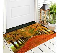 Zerbino Entrata Giallo-Arancio Alberi A Tunnel 3D Paesaggio Autunnale Antiscivolo Per Ingresso Esterno E Interno Camera Da Letto Soggiorno Cucina D'Ingresso Tappetino Casa,90X150Cm