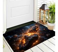 Zerbino Entrata Giallo-Arancio Pianeta Fiamma 3D Scenario Spaziale Antiscivolo Per Ingresso Esterno E Interno Camera Da Letto Soggiorno Cucina D'Ingresso Tappetino Casa,90X150Cm