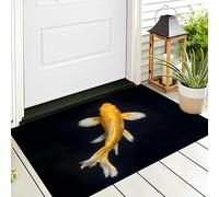 Zerbino Entrata Platino Koi Nuotatrice 3D Organismi Dello Stagno Antiscivolo Per Ingresso Esterno E Interno Camera Da Letto Soggiorno Cucina D'Ingresso Tappetino Casa,60X90Cm