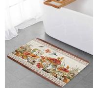 Zerbino Esterno 40X60Cm, Botanical Mushrooms Retro Fall Wild Flowers Farmhouse Tappetino Porta Resistente Sporco Tappeto Ingresso Per Ingresso Casa Interno