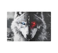 Zerbino Esterno 40X60Cm, Wolf Red Blue Eyes Tappetini Multiuso Tappeto Da Bagno Per Terrazzo Cucina Camera