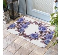 Zerbino Esterno Blue Flower Pastoral Roses Florwers Eucalyptus, Classico Tappetino Porta Lavabile Tappeto Da Cucina 40X60Cm Per Casa Cucina Camera