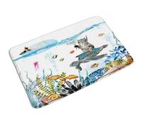 Zerbino Esterno Cat Ride Sea Turtle Ocean Animals Cool Cats Pet Beach Tropical, Classico Tappetino Porta Antiscivolo Tappeto Da Bagno 40X60Cm Per Ingresso Casa Giardino