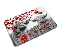 Zerbino Esterno Highland Cows Love Heart Tree Western, Facile Da Pulire Tappetino Porta Classico Tappeto Asciugapassi 40X60Cm Per Giardino Esterno Cortile