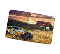 Zerbino Esterno Old Truck Rustic Wooden Barn American Classic Antique Car Farm Truck, Facile Da Pulire Tappetino Porta Antiscivolo Tappeto Ingresso 40X60Cm Per Cortile Ingresso Camera