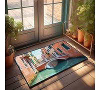 Zerbino estivo per esterni, colorato, con canali di Venezia e ponti, zerbino per esterni divertente e autunnale (40 x 60 cm)