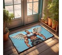 Zerbino estivo per esterni, motivo: angelo muscoloso con ali, la fatina dei denti, zerbino per cortile, decorazione musicale (50 x 80 cm)